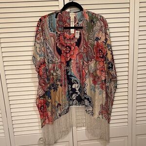 Chico's Vibrant Paisley Kimono Silk Shaw Size S / M NWT